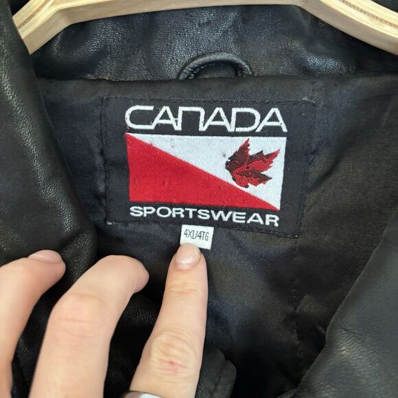 Canada Sportswear Men's Lamb Leather Jacket Black Heavyweight Button 4XL - Desc - Picture 2 of 10